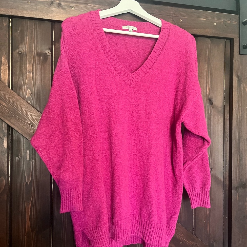 Z Supply Women's Pink V-Neck Sweater